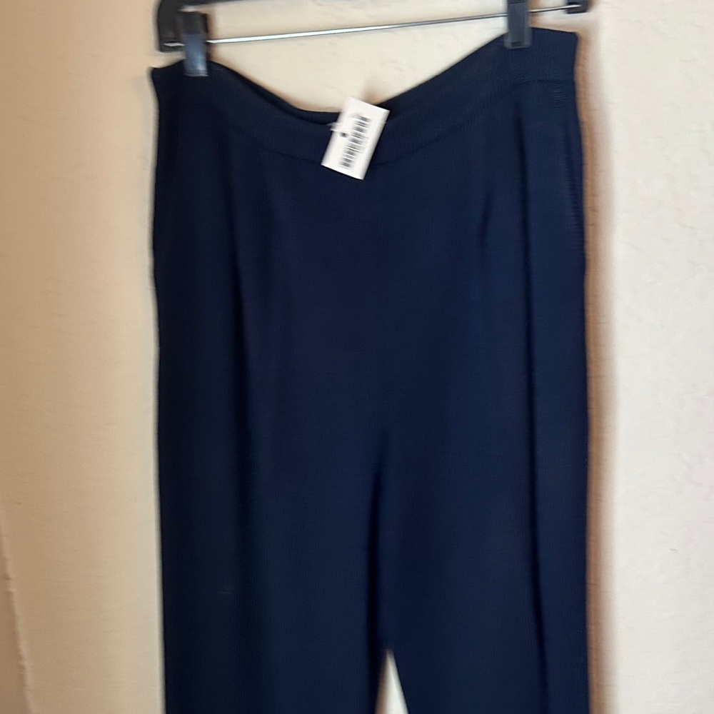 St John Collection Women's Navy Ponte Knit Straight-Leg Pants